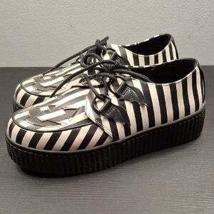Black and White Striped Platform Shoes